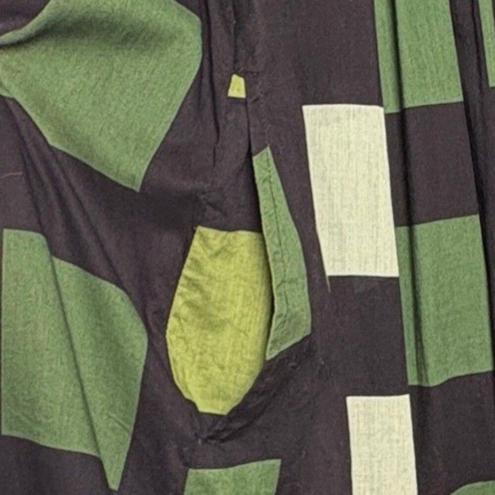 Dolma Maxi Dress Size Small SKYE Green Black Pintuck Neckline Cotton A-Line - Picture 5 of 9
